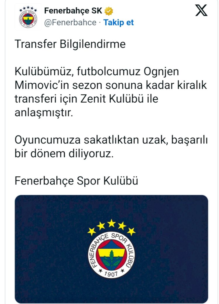 Fenerbahçe ayrılığı resmen duyurdu